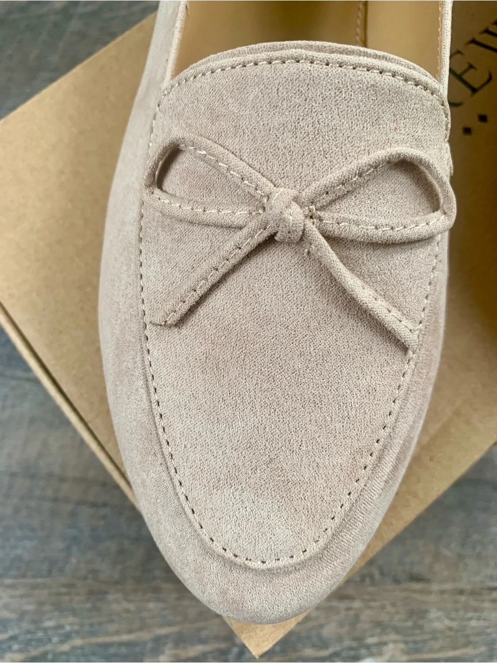 J. Crew Suede Bow Loafers in Light Beige